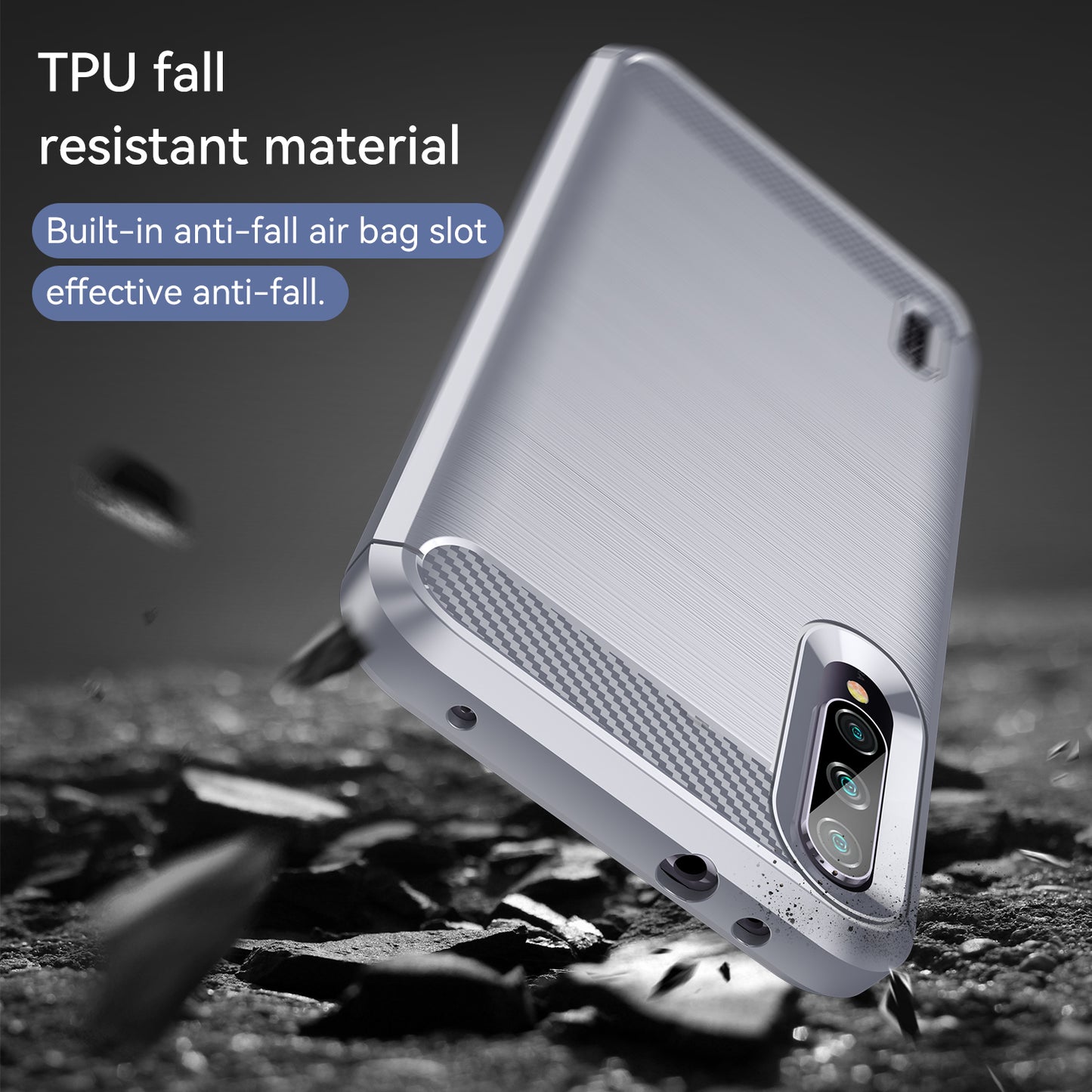 1.8mm Carbon Fiber Texture TPU Case Anti-Fingerprint Brushed Surface Anti-Drop Phone Protective Cover for Xiaomi Mi CC9e/Mi A3