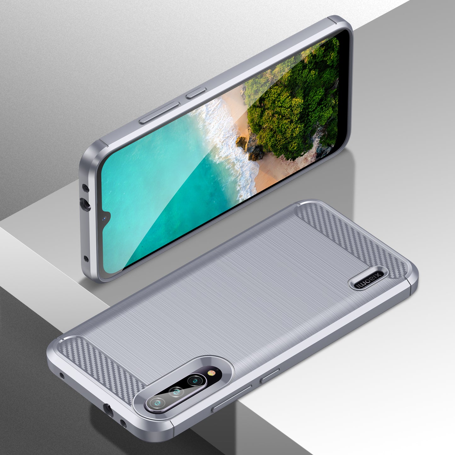 1.8mm Carbon Fiber Texture TPU Case Anti-Fingerprint Brushed Surface Anti-Drop Phone Protective Cover for Xiaomi Mi CC9e/Mi A3