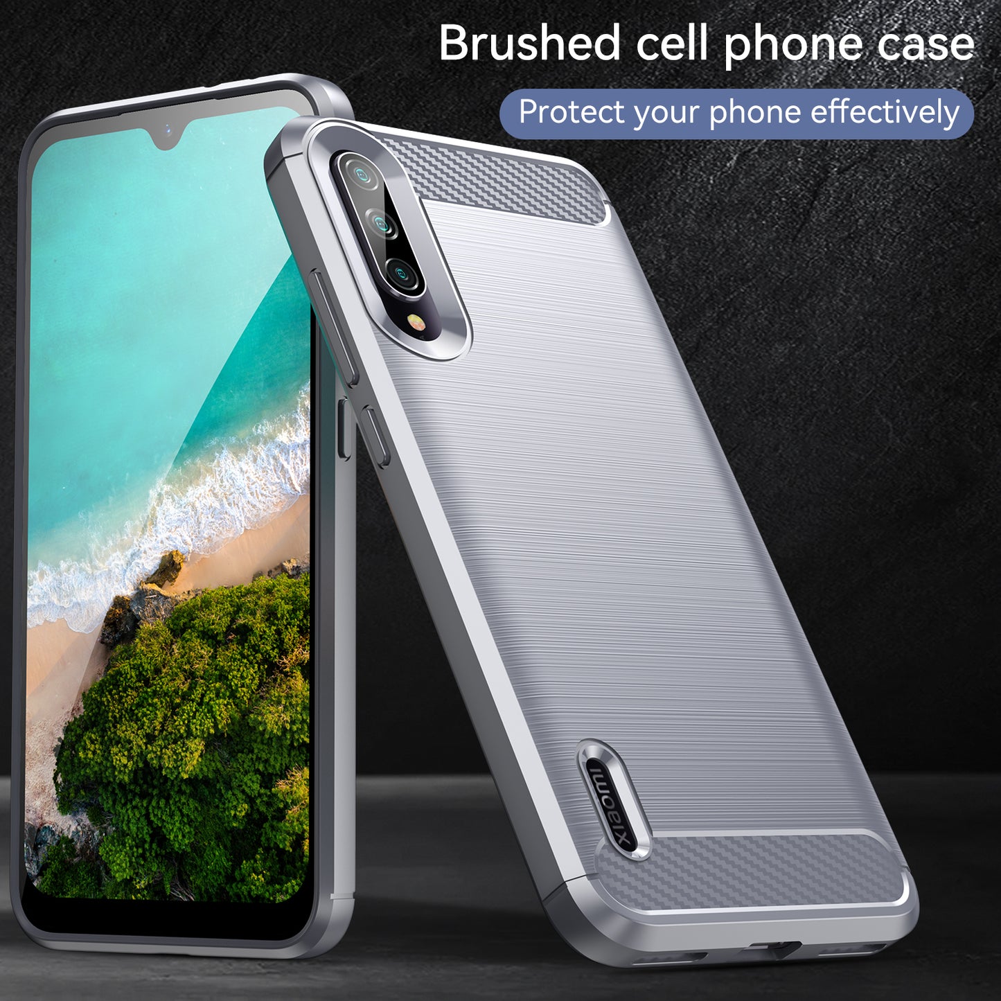 1.8mm Carbon Fiber Texture TPU Case Anti-Fingerprint Brushed Surface Anti-Drop Phone Protective Cover for Xiaomi Mi CC9e/Mi A3