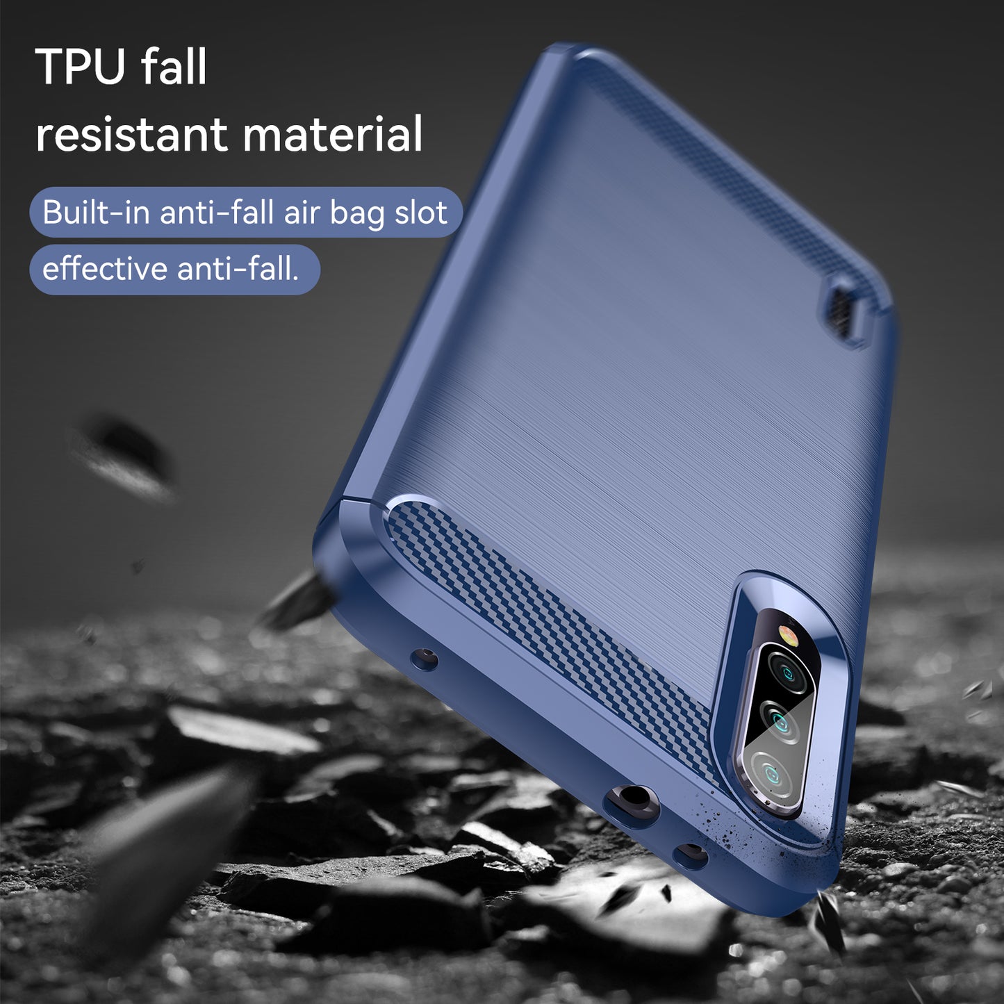 1.8mm Carbon Fiber Texture TPU Case Anti-Fingerprint Brushed Surface Anti-Drop Phone Protective Cover for Xiaomi Mi CC9e/Mi A3