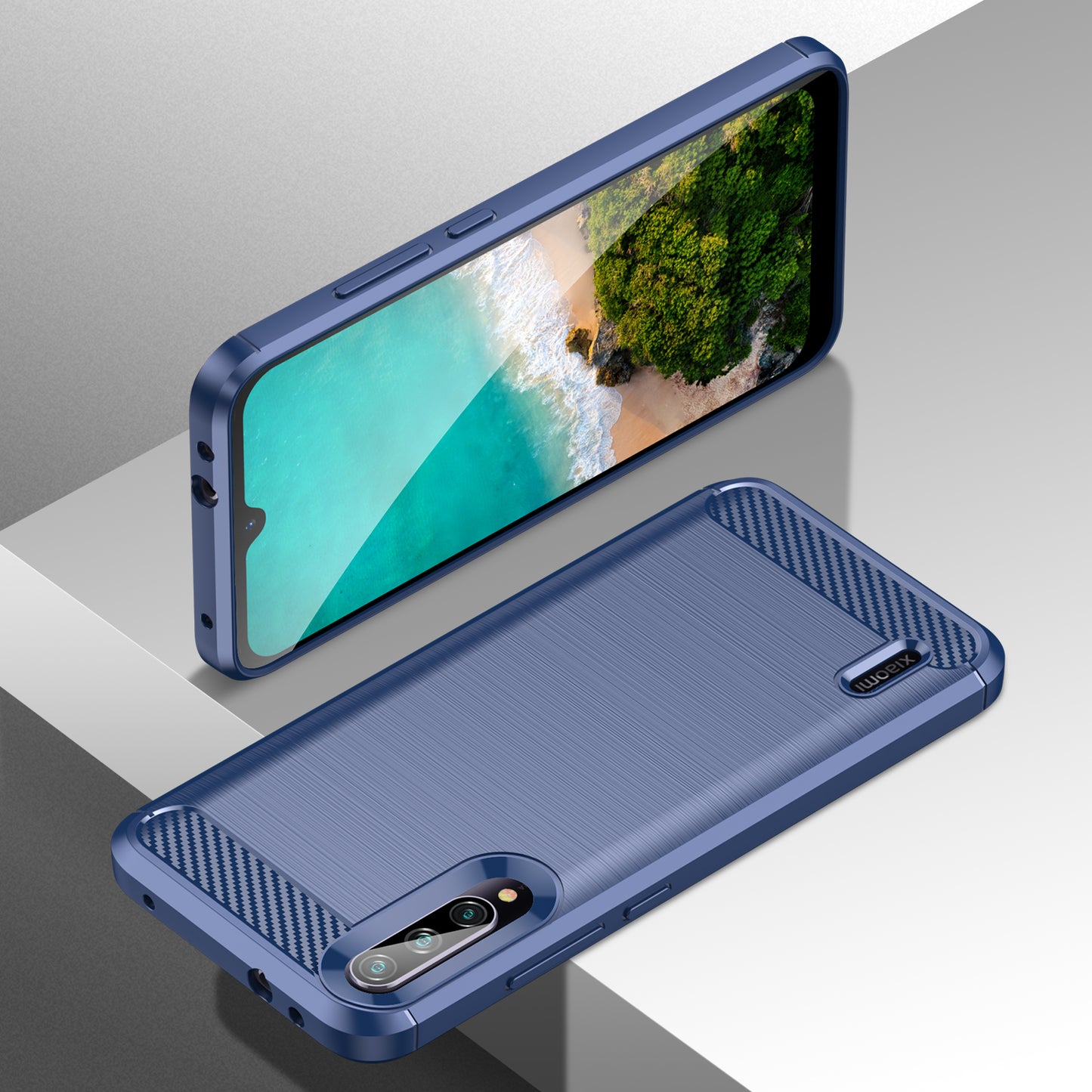 1.8mm Carbon Fiber Texture TPU Case Anti-Fingerprint Brushed Surface Anti-Drop Phone Protective Cover for Xiaomi Mi CC9e/Mi A3