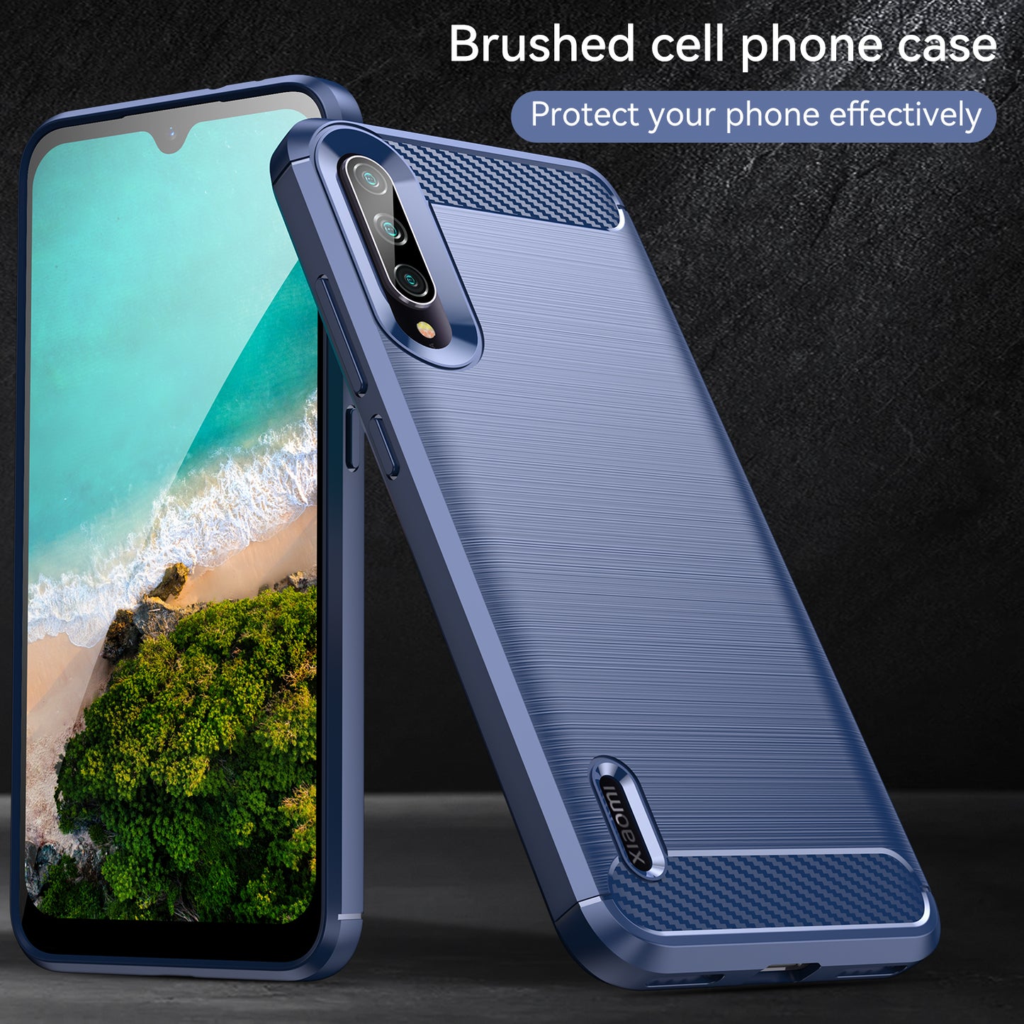 1.8mm Carbon Fiber Texture TPU Case Anti-Fingerprint Brushed Surface Anti-Drop Phone Protective Cover for Xiaomi Mi CC9e/Mi A3