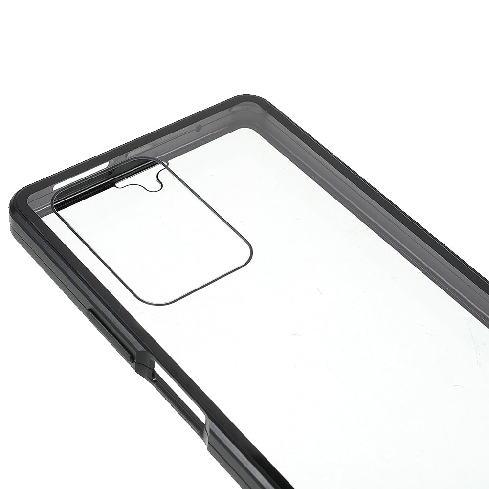 For Xiaomi 11T/11T Pro Magnetic Closure Phone Case Metal Bumper + Double-sided Tempered Glass Cover
