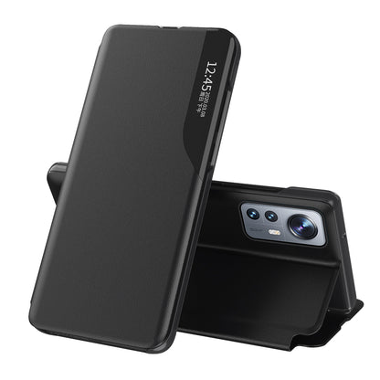 View Window PU Leather Shockproof Hands-free Stand Mobile Phone Cover for Xiaomi 12 Pro 5G / 12S Pro 5G /12 Pro (Dimensity) 5G