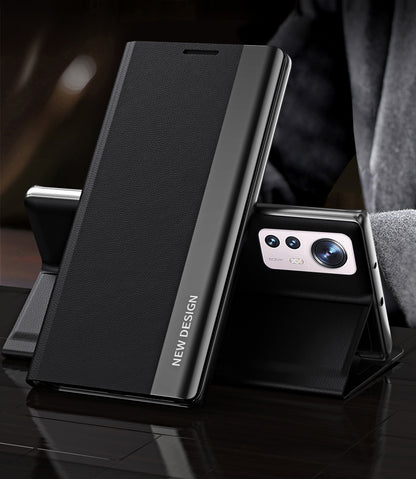 Magnetic Absorption PU Leather + PC Foldable Stand Phone Case Shell for Xiaomi 12 Pro 5G / 12S Pro 5G /12 Pro (Dimensity) 5G