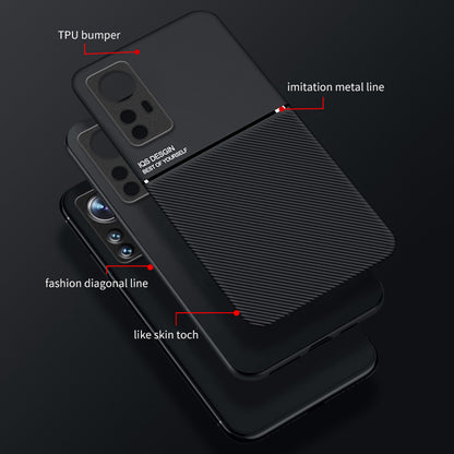 For Xiaomi 12 Pro 5G / 12S Pro 5G /12 Pro (Dimensity) 5G Anti-drop Imprinted PU Leather + TPU Phone Case with Car Mount Metal Sheet