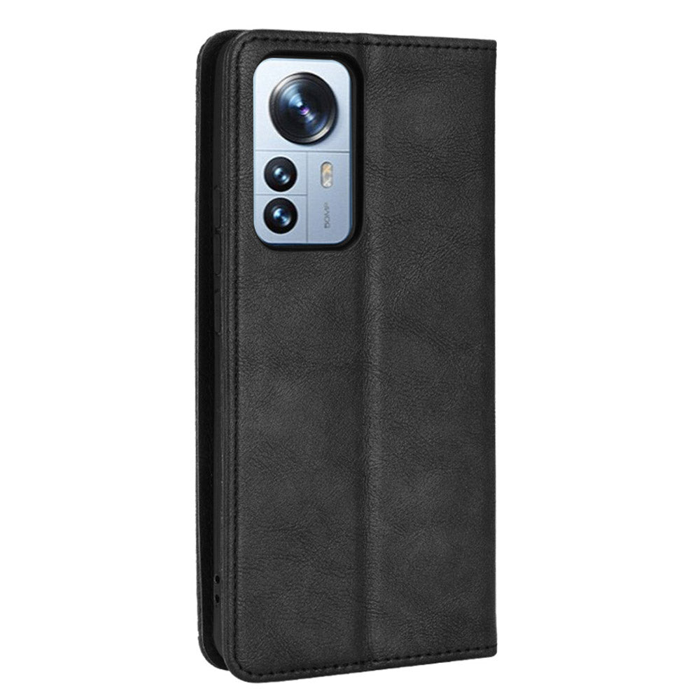 Retro Texture PU Leather Cover for Xiaomi 12 Pro 5G / 12S Pro 5G /12 Pro (Dimensity) 5G, Imprinted Mosaic Wallet Stand Flip Folio Magnetic Absorption Protective Case