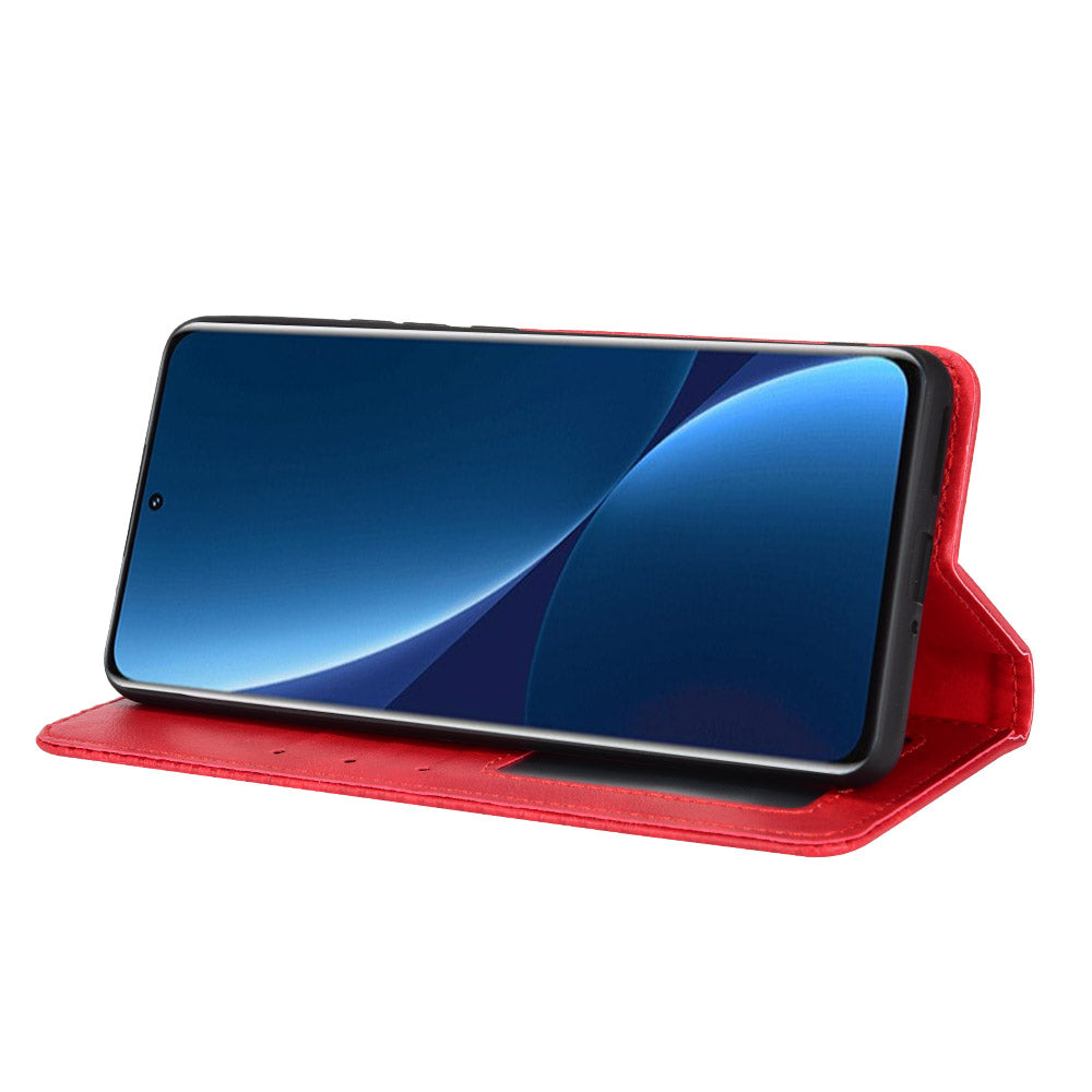 Retro Texture PU Leather Cover for Xiaomi 12 Pro 5G / 12S Pro 5G /12 Pro (Dimensity) 5G, Imprinted Mosaic Wallet Stand Flip Folio Magnetic Absorption Protective Case