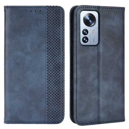 Retro Texture PU Leather Cover for Xiaomi 12 Pro 5G / 12S Pro 5G /12 Pro (Dimensity) 5G, Imprinted Mosaic Wallet Stand Flip Folio Magnetic Absorption Protective Case