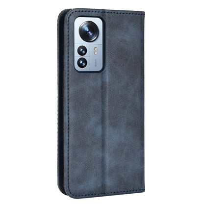 Retro Texture PU Leather Cover for Xiaomi 12 Pro 5G / 12S Pro 5G /12 Pro (Dimensity) 5G, Imprinted Mosaic Wallet Stand Flip Folio Magnetic Absorption Protective Case