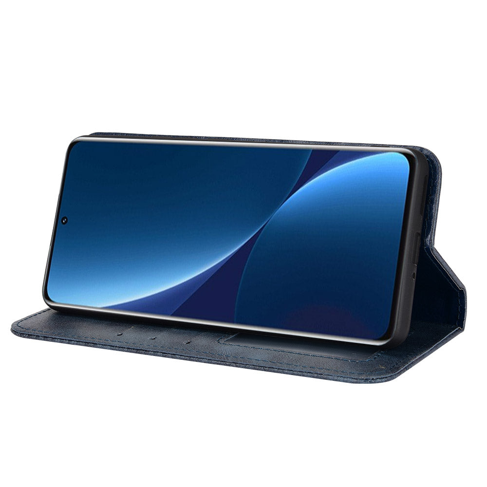 Retro Texture PU Leather Cover for Xiaomi 12 Pro 5G / 12S Pro 5G /12 Pro (Dimensity) 5G, Imprinted Mosaic Wallet Stand Flip Folio Magnetic Absorption Protective Case