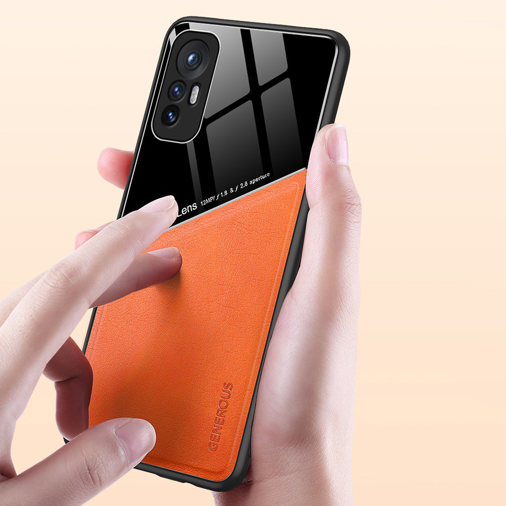 Precise Cut-Out Phone Case for Xiaomi 12 Pro 5G/12S Pro 5G/12 Pro (Dimensity) 5G Pro Shockproof Cover Anti-Fall Textured Leather Shell with Magnetic Metal Sheet TPU Frame Phone Protector