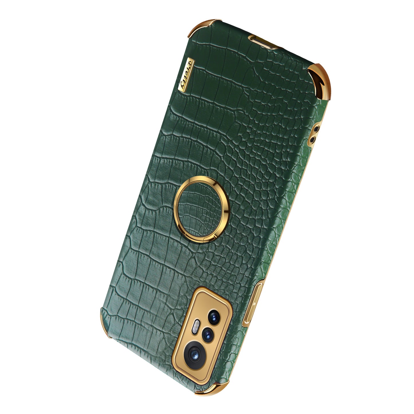 For Xiaomi 12 Pro 5G/12S Pro 5G/12 Pro (Dimensity) 5G Cell Phone Case Fashionable Crocodile Texture Kickstand Finger Ring Holder PU Leather + TPU Phone Cover