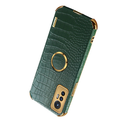 For Xiaomi 12 Pro 5G/12S Pro 5G/12 Pro (Dimensity) 5G Cell Phone Case Fashionable Crocodile Texture Kickstand Finger Ring Holder PU Leather + TPU Phone Cover