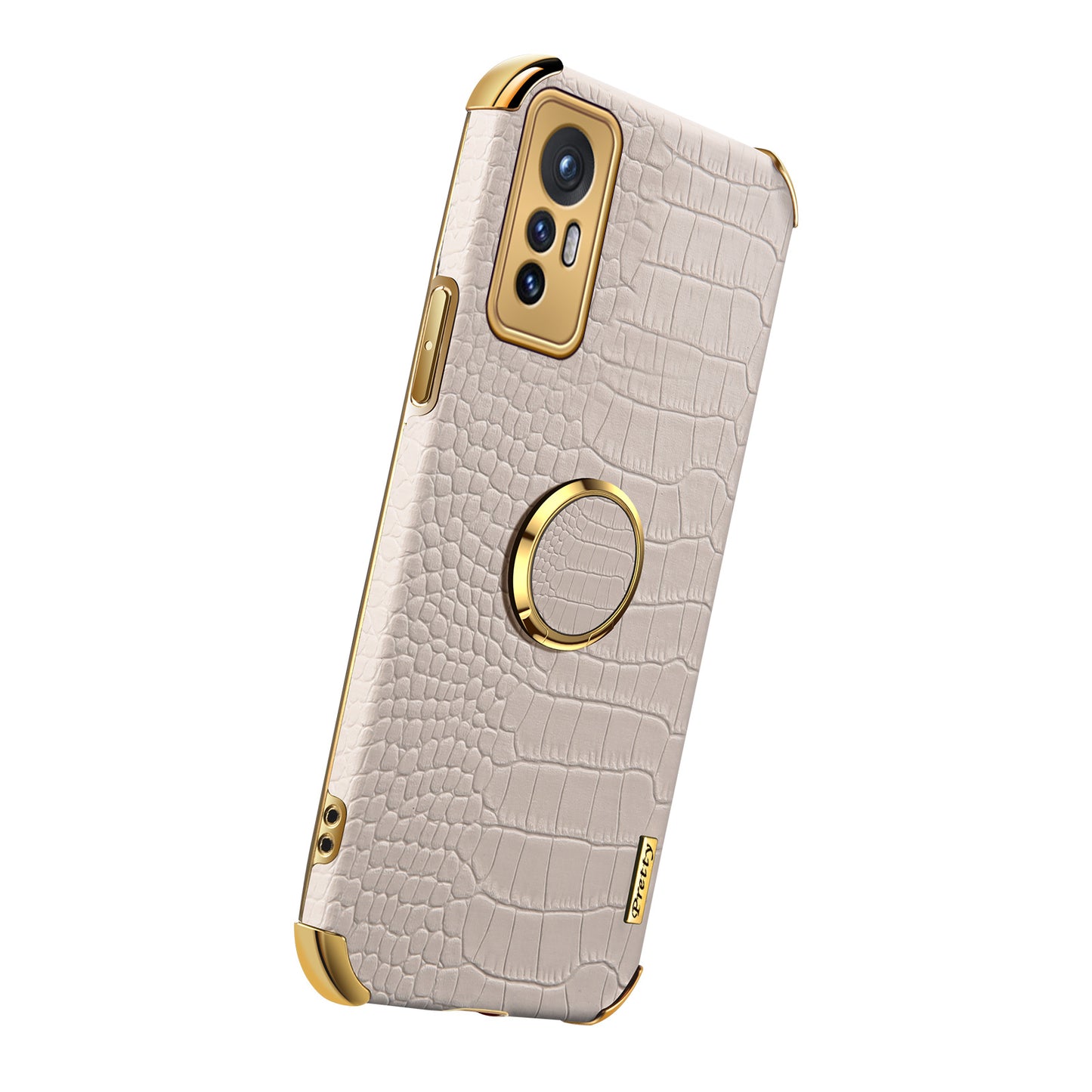 For Xiaomi 12 Pro 5G/12S Pro 5G/12 Pro (Dimensity) 5G Cell Phone Case Fashionable Crocodile Texture Kickstand Finger Ring Holder PU Leather + TPU Phone Cover