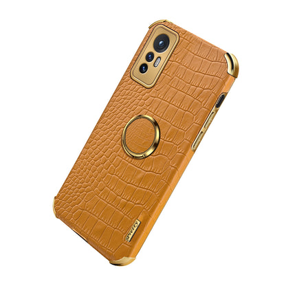 For Xiaomi 12 Pro 5G/12S Pro 5G/12 Pro (Dimensity) 5G Cell Phone Case Fashionable Crocodile Texture Kickstand Finger Ring Holder PU Leather + TPU Phone Cover