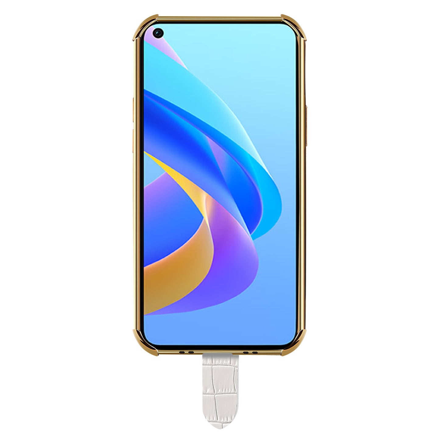 For Oppo A36/A76 PU Leather Coated TPU Case Crocodile Texture Hand Strap Kickstand Electroplating Phone Cover