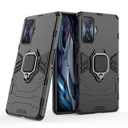 For Xiaomi Poco F4 GT/Redmi K50 Gaming Ring Holder Kickstand Shockproof Hard PC + Soft TPU Hybrid Phone Case