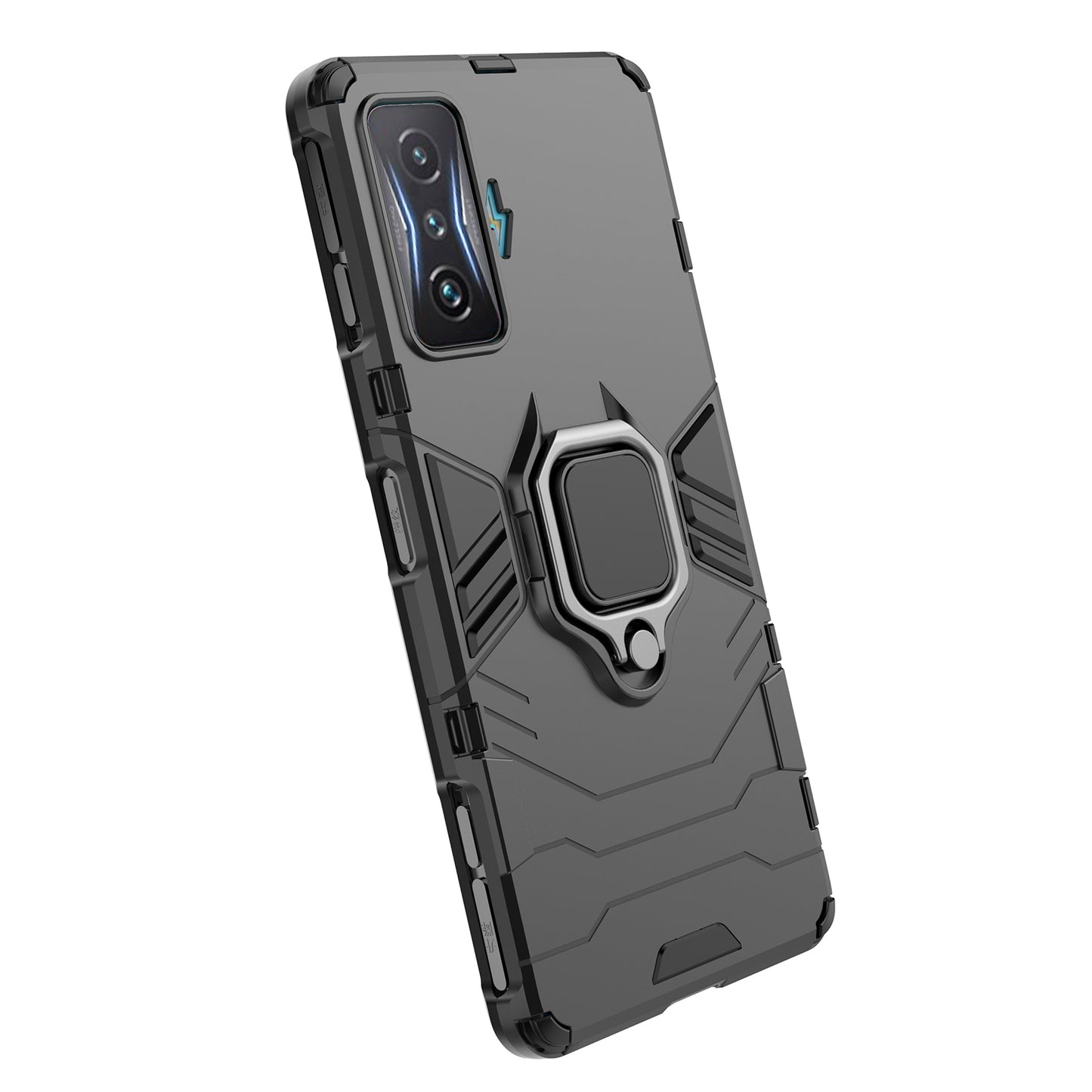 For Xiaomi Poco F4 GT/Redmi K50 Gaming Ring Holder Kickstand Shockproof Hard PC + Soft TPU Hybrid Phone Case
