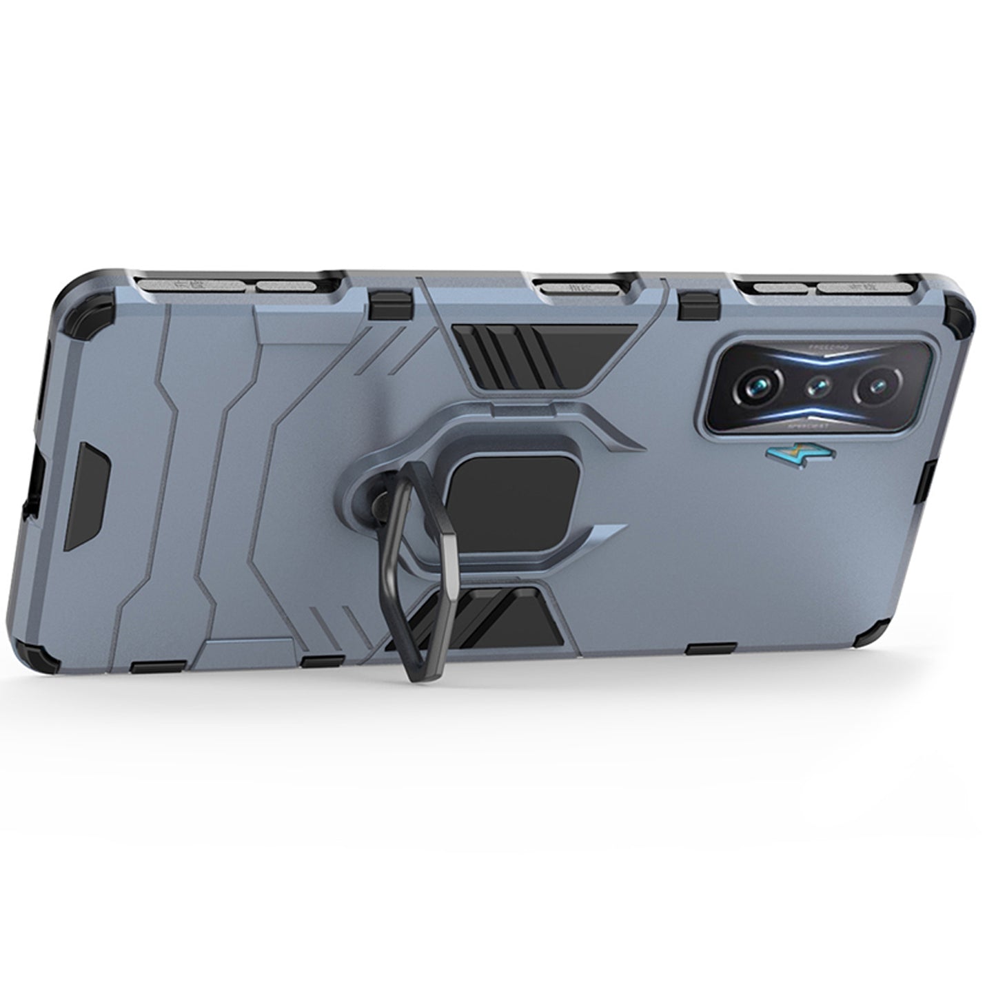 For Xiaomi Poco F4 GT/Redmi K50 Gaming Ring Holder Kickstand Shockproof Hard PC + Soft TPU Hybrid Phone Case
