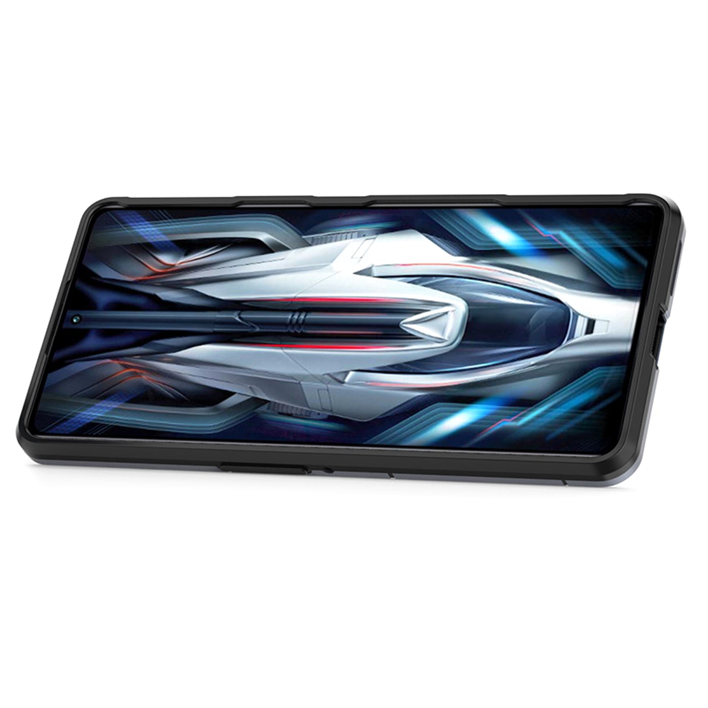 For Xiaomi Poco F4 GT/Redmi K50 Gaming Ring Holder Kickstand Shockproof Hard PC + Soft TPU Hybrid Phone Case