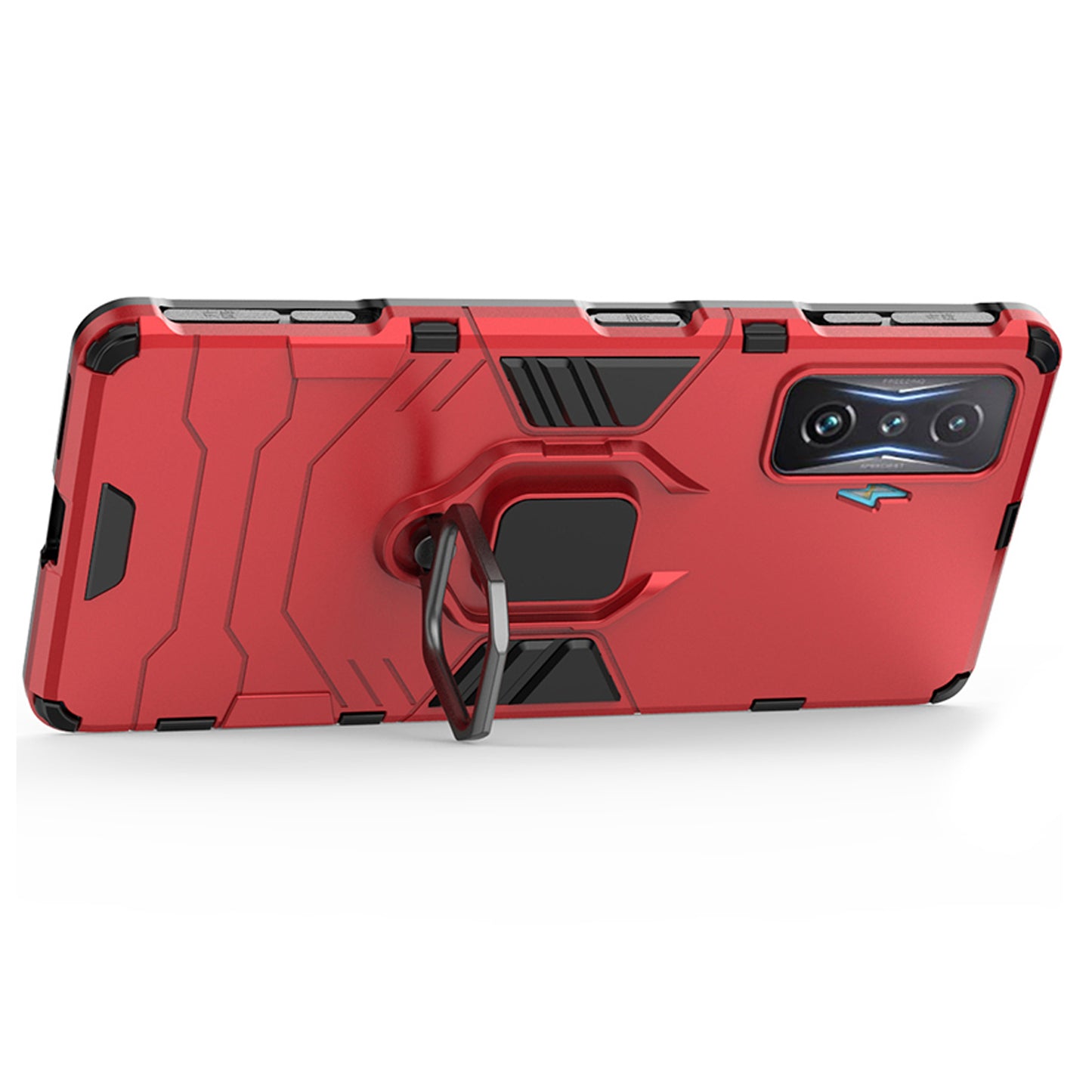 For Xiaomi Poco F4 GT/Redmi K50 Gaming Ring Holder Kickstand Shockproof Hard PC + Soft TPU Hybrid Phone Case