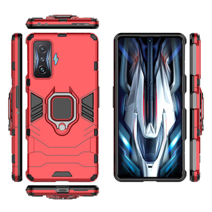For Xiaomi Poco F4 GT/Redmi K50 Gaming Ring Holder Kickstand Shockproof Hard PC + Soft TPU Hybrid Phone Case