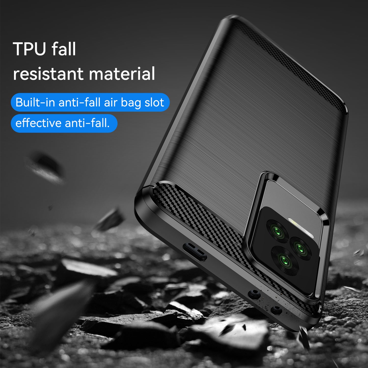 1.8mm Carbon Fiber Texture Phone Case for Xiaomi Redmi K50 Pro/K50, Brushed Surface Flexible TPU Protective Cover