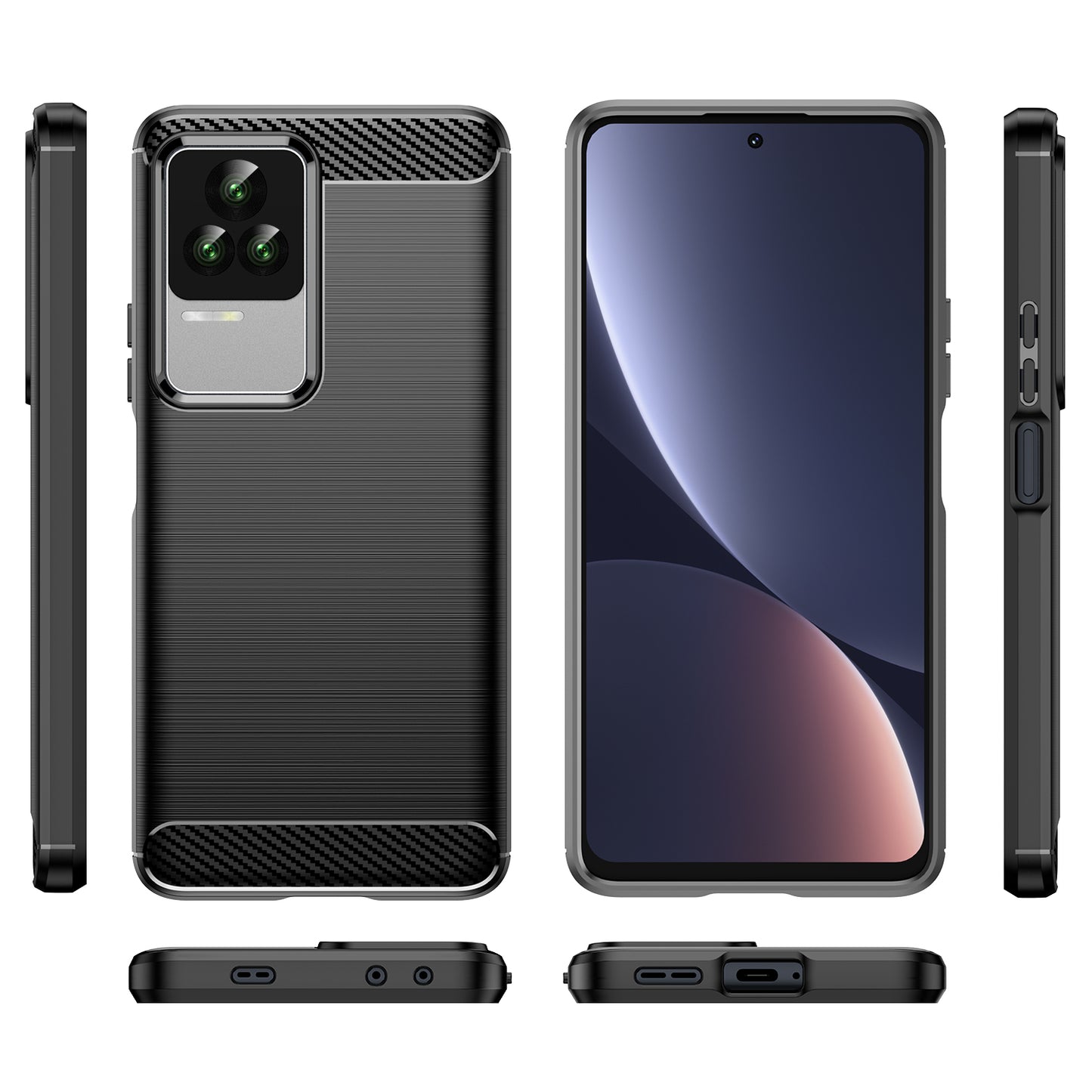 1.8mm Carbon Fiber Texture Phone Case for Xiaomi Redmi K50 Pro/K50, Brushed Surface Flexible TPU Protective Cover