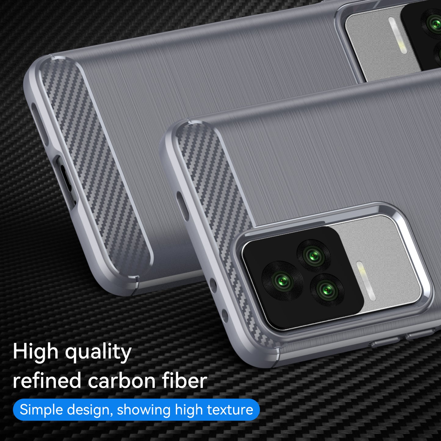 1.8mm Carbon Fiber Texture Phone Case for Xiaomi Redmi K50 Pro/K50, Brushed Surface Flexible TPU Protective Cover