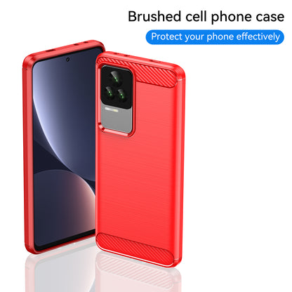 1.8mm Carbon Fiber Texture Phone Case for Xiaomi Redmi K50 Pro/K50, Brushed Surface Flexible TPU Protective Cover