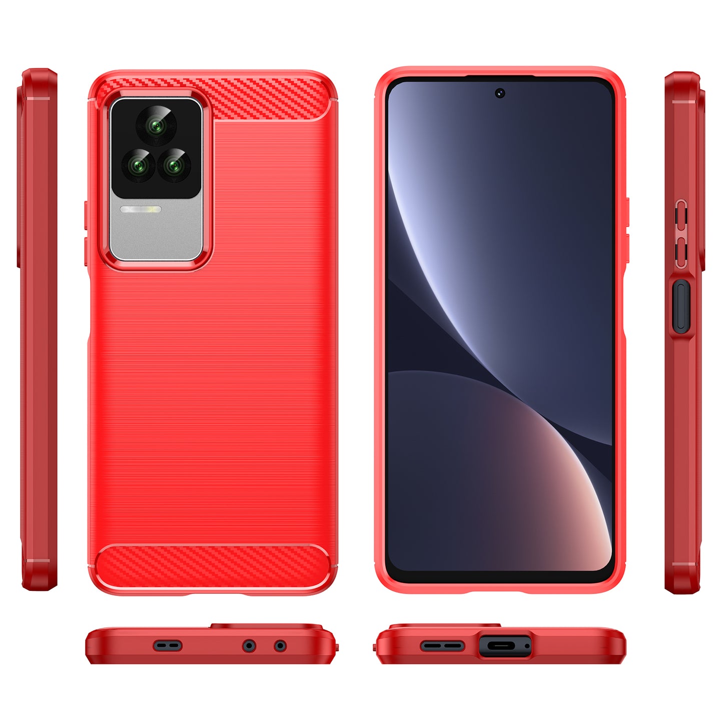 1.8mm Carbon Fiber Texture Phone Case for Xiaomi Redmi K50 Pro/K50, Brushed Surface Flexible TPU Protective Cover