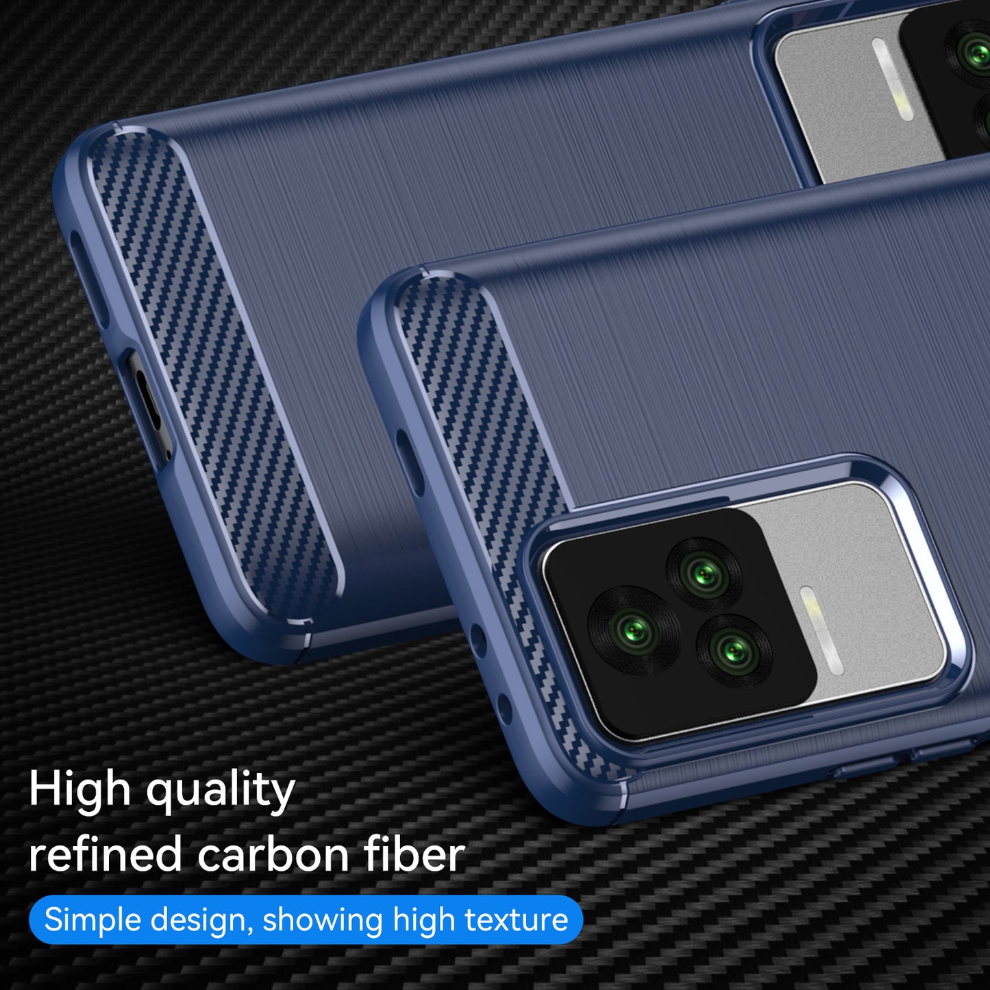 1.8mm Carbon Fiber Texture Phone Case for Xiaomi Redmi K50 Pro/K50, Brushed Surface Flexible TPU Protective Cover
