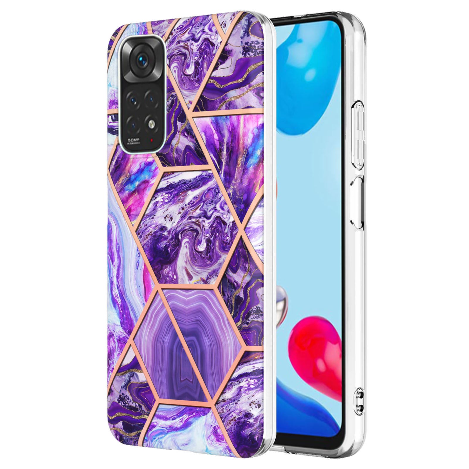 YB IMD Series-3 for Xiaomi Redmi Note 11 4G (Qualcomm) / Redmi Note 11S 4G TPU Marble Style Case Double-Sided Electroplating IMD Protective Cover