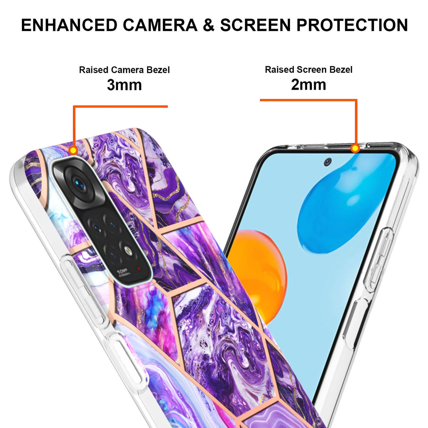 YB IMD Series-3 for Xiaomi Redmi Note 11 4G (Qualcomm) / Redmi Note 11S 4G TPU Marble Style Case Double-Sided Electroplating IMD Protective Cover