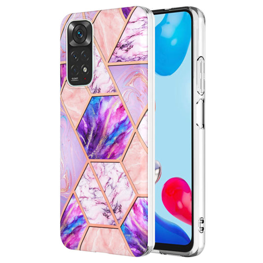 YB IMD Series-3 for Xiaomi Redmi Note 11 4G (Qualcomm) / Redmi Note 11S 4G TPU Marble Style Case Double-Sided Electroplating IMD Protective Cover