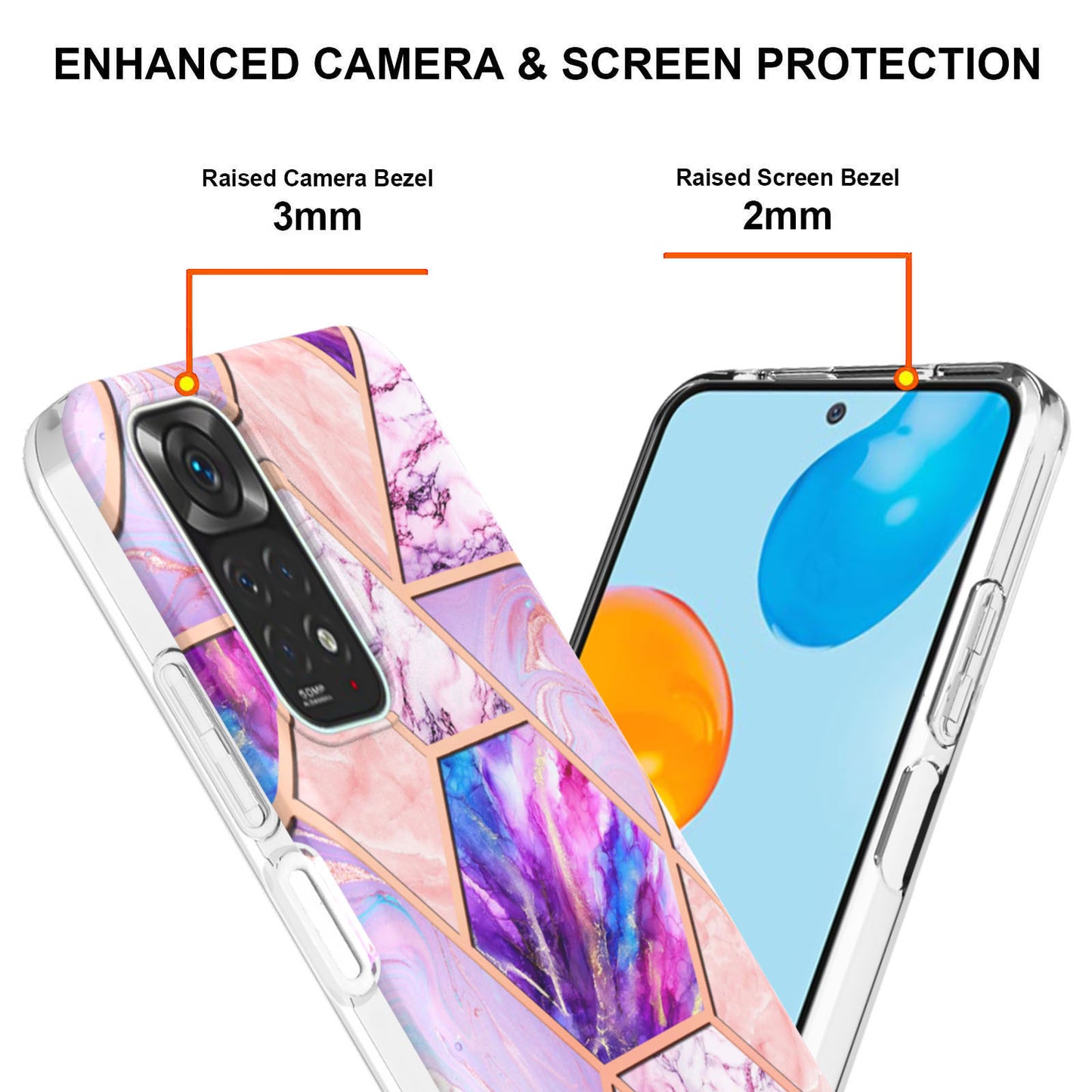 YB IMD Series-3 for Xiaomi Redmi Note 11 4G (Qualcomm) / Redmi Note 11S 4G TPU Marble Style Case Double-Sided Electroplating IMD Protective Cover