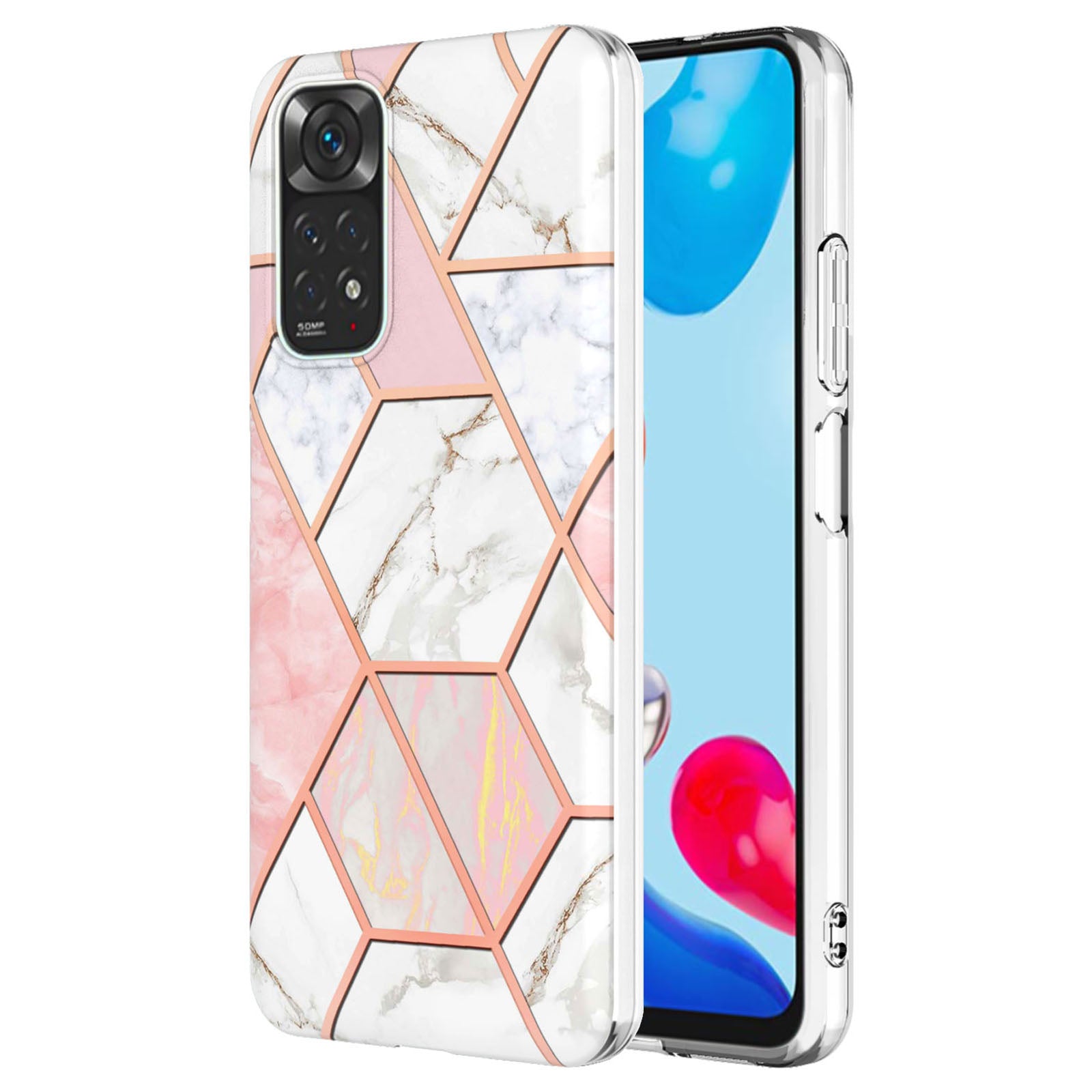 YB IMD Series-3 for Xiaomi Redmi Note 11 4G (Qualcomm) / Redmi Note 11S 4G TPU Marble Style Case Double-Sided Electroplating IMD Protective Cover