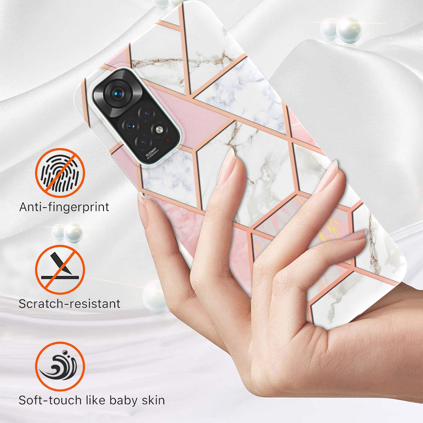 YB IMD Series-3 for Xiaomi Redmi Note 11 4G (Qualcomm) / Redmi Note 11S 4G TPU Marble Style Case Double-Sided Electroplating IMD Protective Cover
