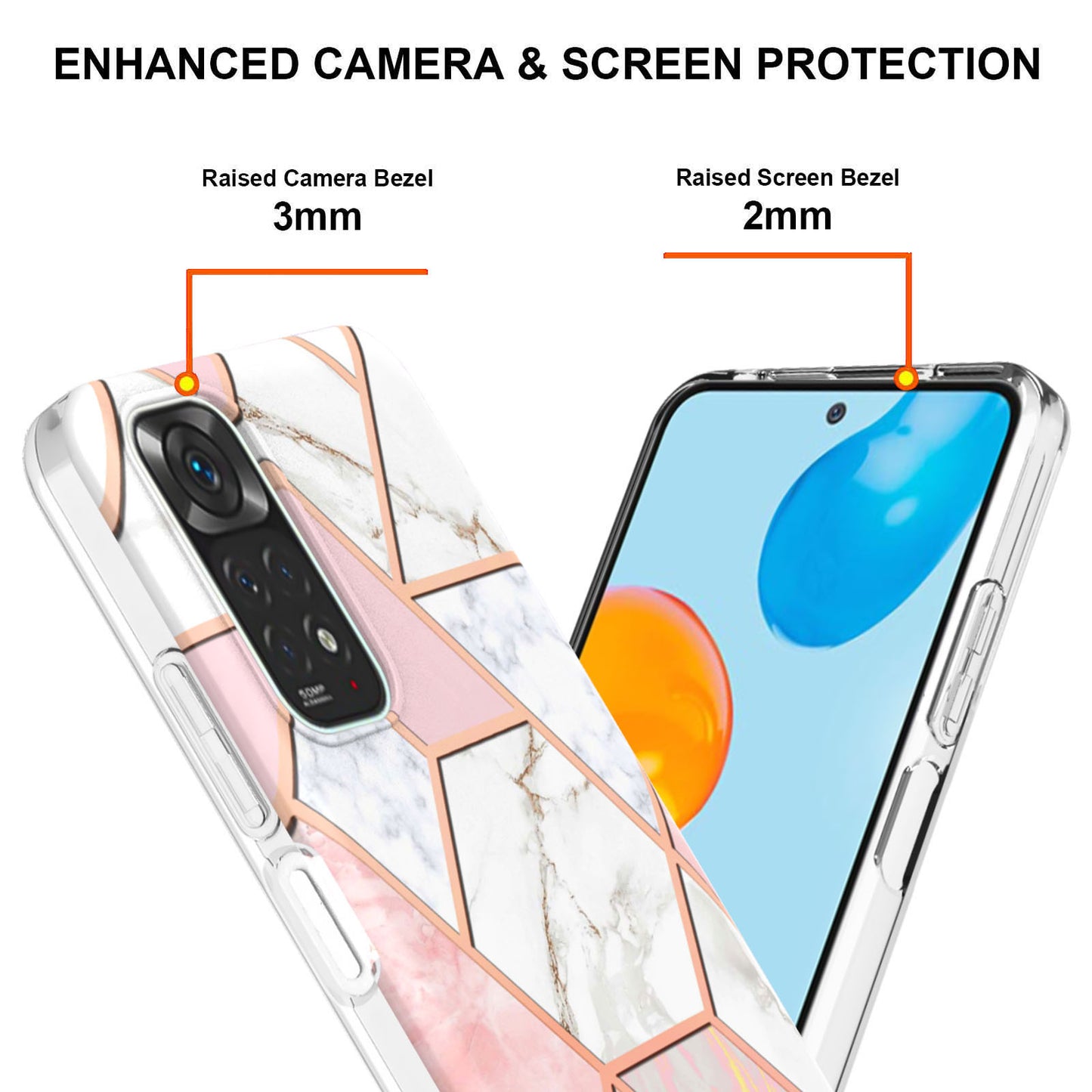 YB IMD Series-3 for Xiaomi Redmi Note 11 4G (Qualcomm) / Redmi Note 11S 4G TPU Marble Style Case Double-Sided Electroplating IMD Protective Cover