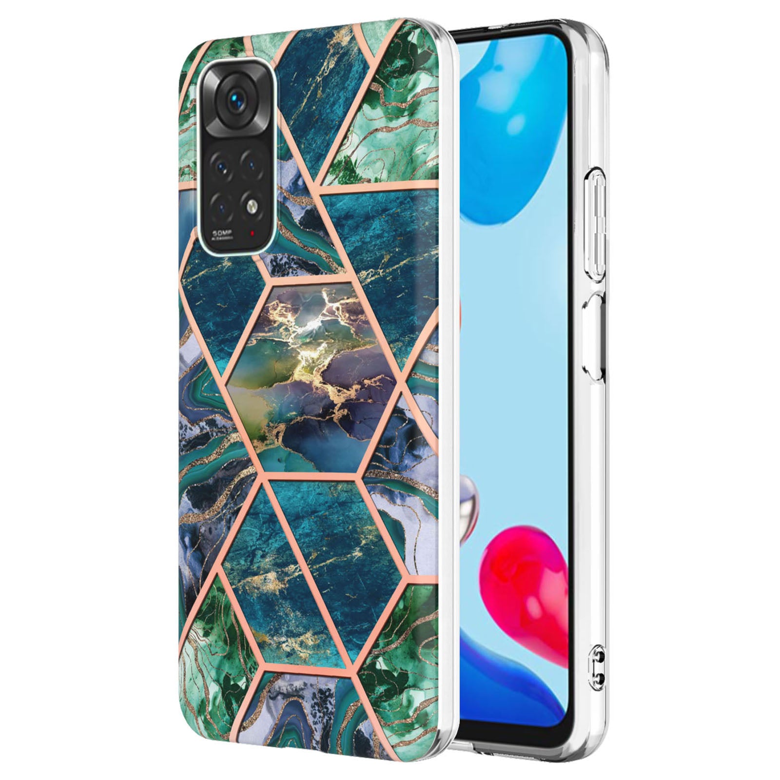 YB IMD Series-3 for Xiaomi Redmi Note 11 4G (Qualcomm) / Redmi Note 11S 4G TPU Marble Style Case Double-Sided Electroplating IMD Protective Cover
