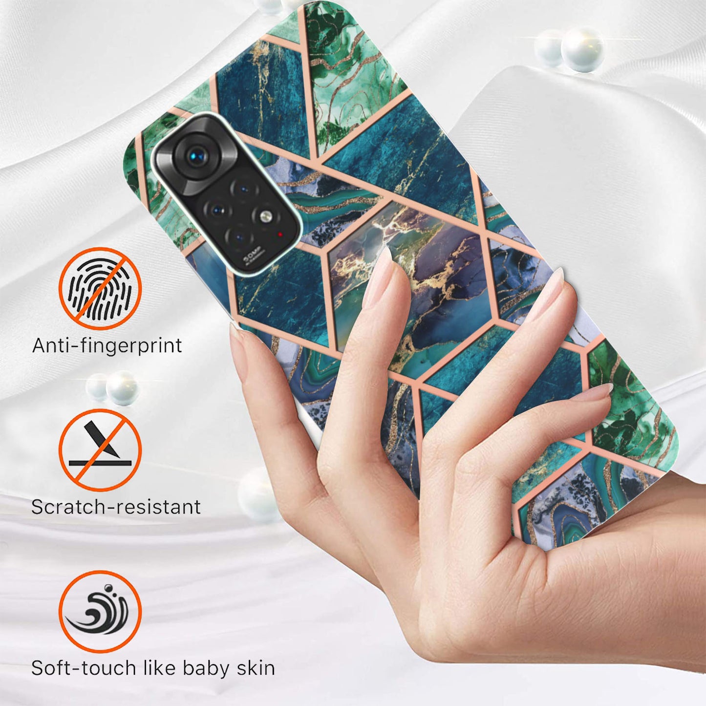 YB IMD Series-3 for Xiaomi Redmi Note 11 4G (Qualcomm) / Redmi Note 11S 4G TPU Marble Style Case Double-Sided Electroplating IMD Protective Cover