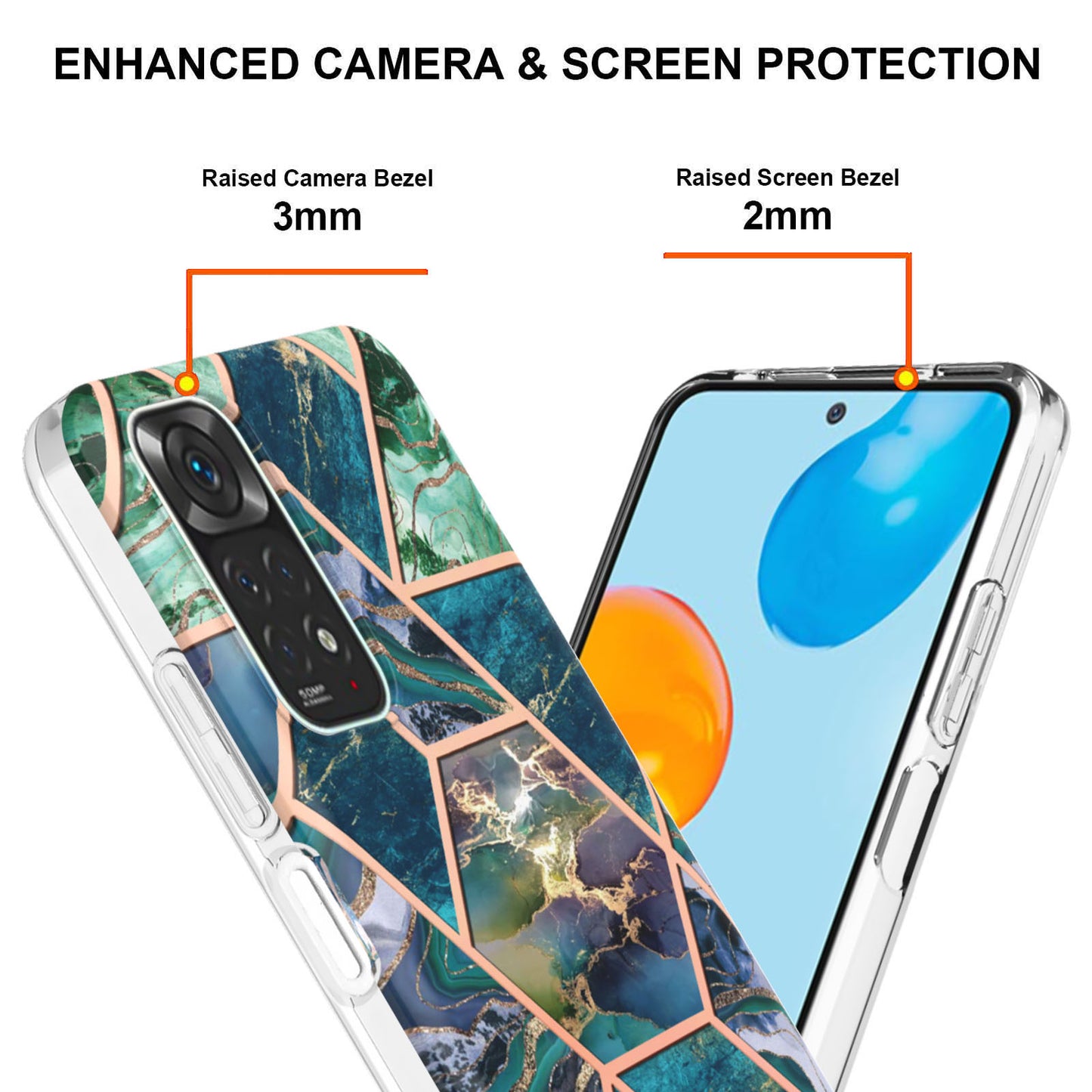 YB IMD Series-3 for Xiaomi Redmi Note 11 4G (Qualcomm) / Redmi Note 11S 4G TPU Marble Style Case Double-Sided Electroplating IMD Protective Cover