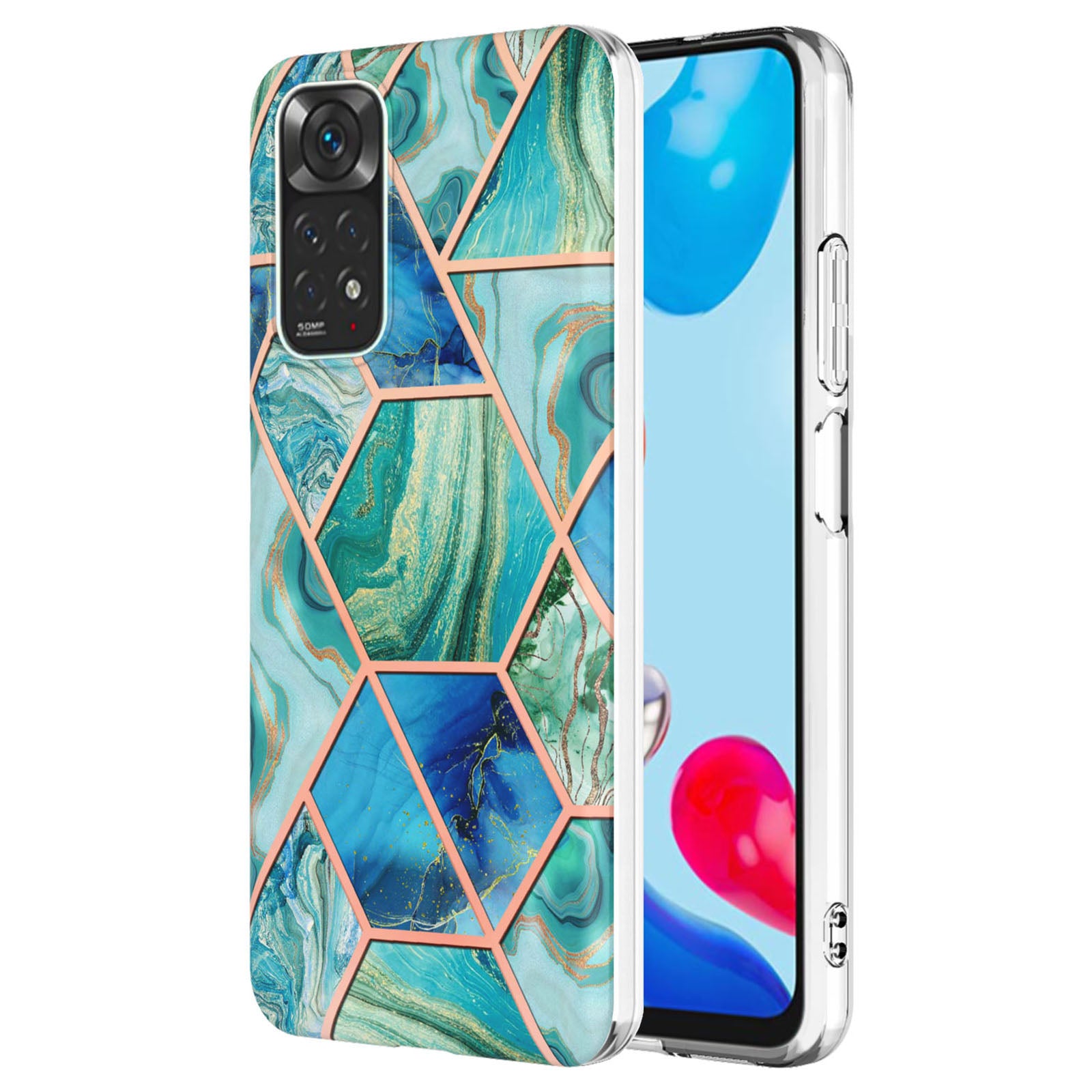 YB IMD Series-3 for Xiaomi Redmi Note 11 4G (Qualcomm) / Redmi Note 11S 4G TPU Marble Style Case Double-Sided Electroplating IMD Protective Cover