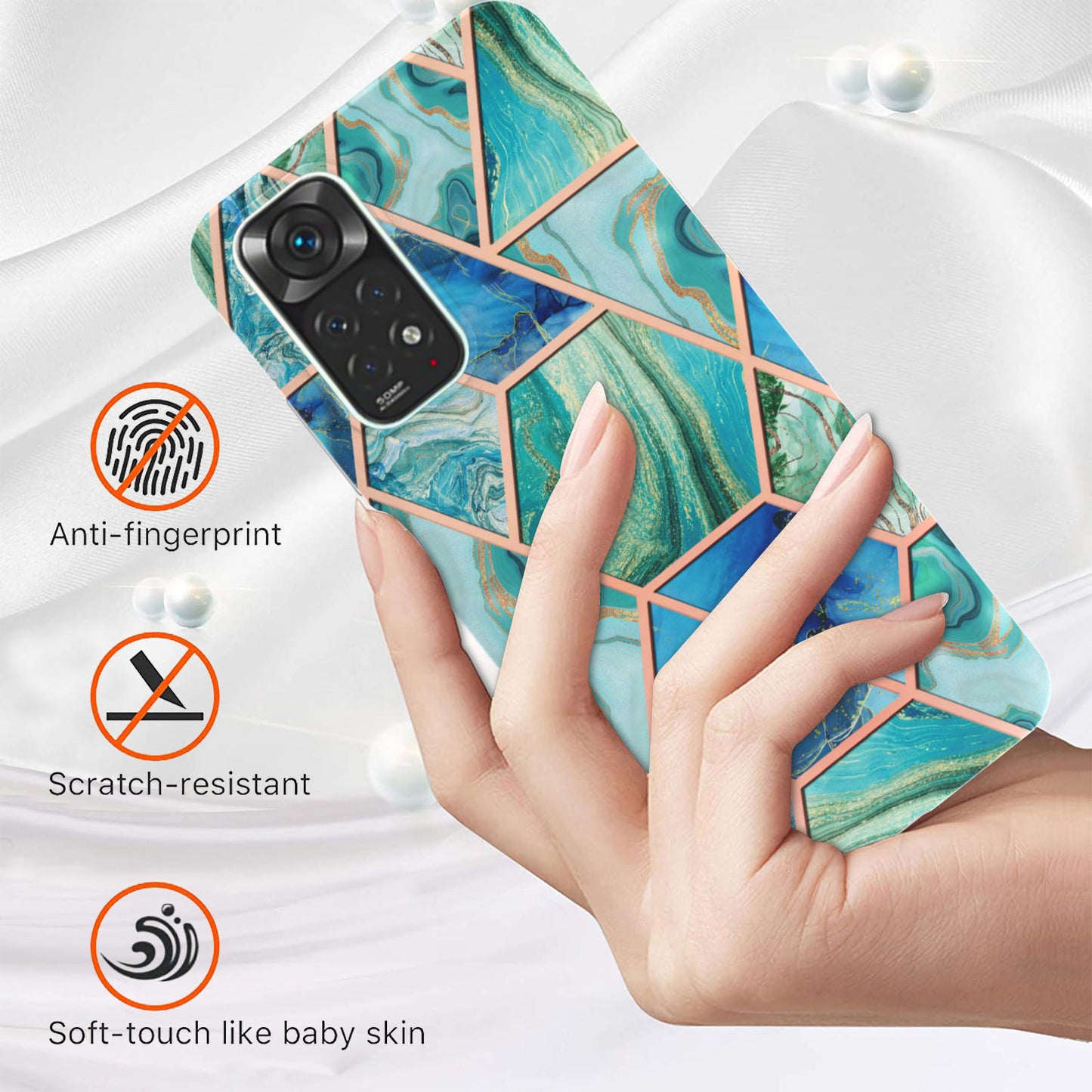 YB IMD Series-3 for Xiaomi Redmi Note 11 4G (Qualcomm) / Redmi Note 11S 4G TPU Marble Style Case Double-Sided Electroplating IMD Protective Cover