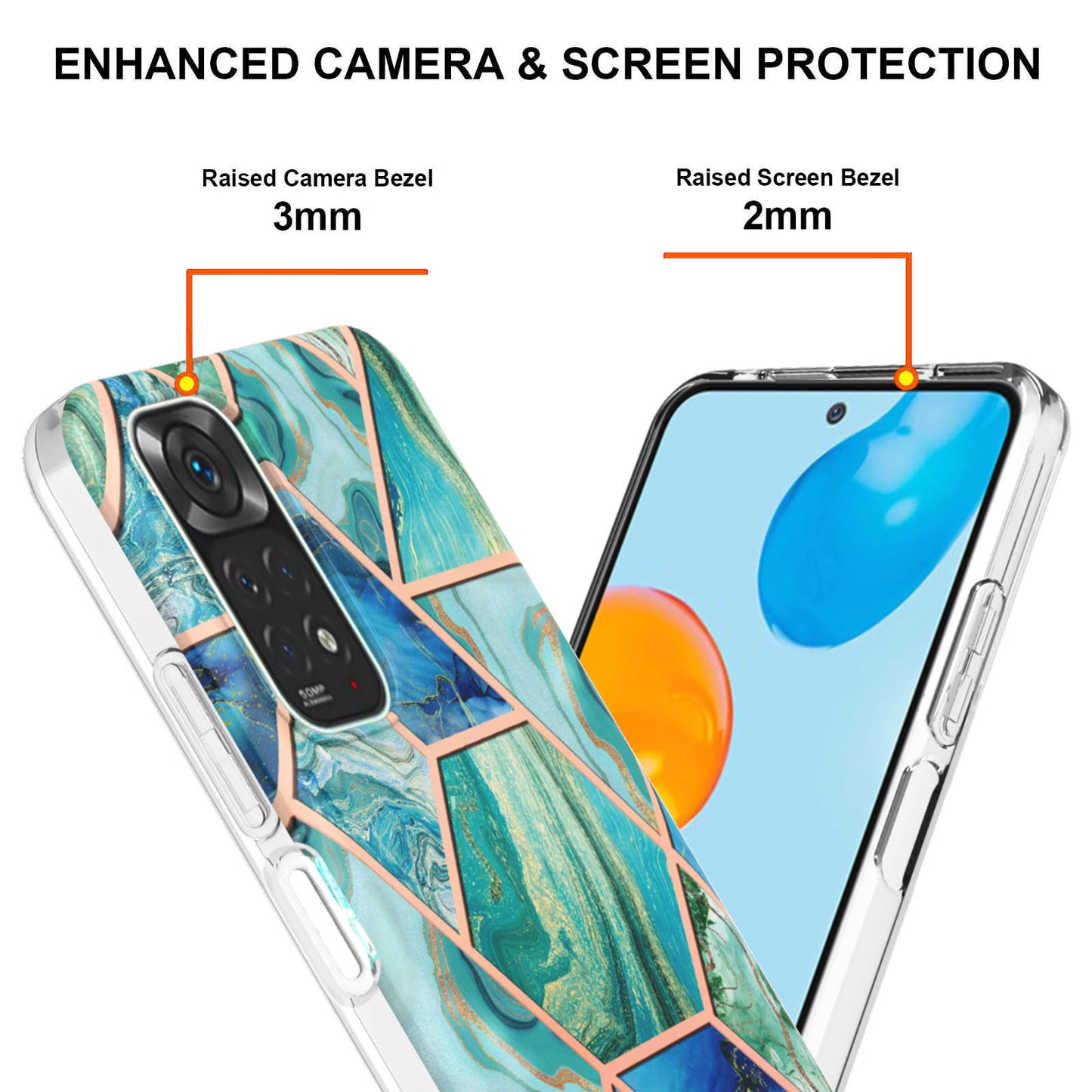 YB IMD Series-3 for Xiaomi Redmi Note 11 4G (Qualcomm) / Redmi Note 11S 4G TPU Marble Style Case Double-Sided Electroplating IMD Protective Cover