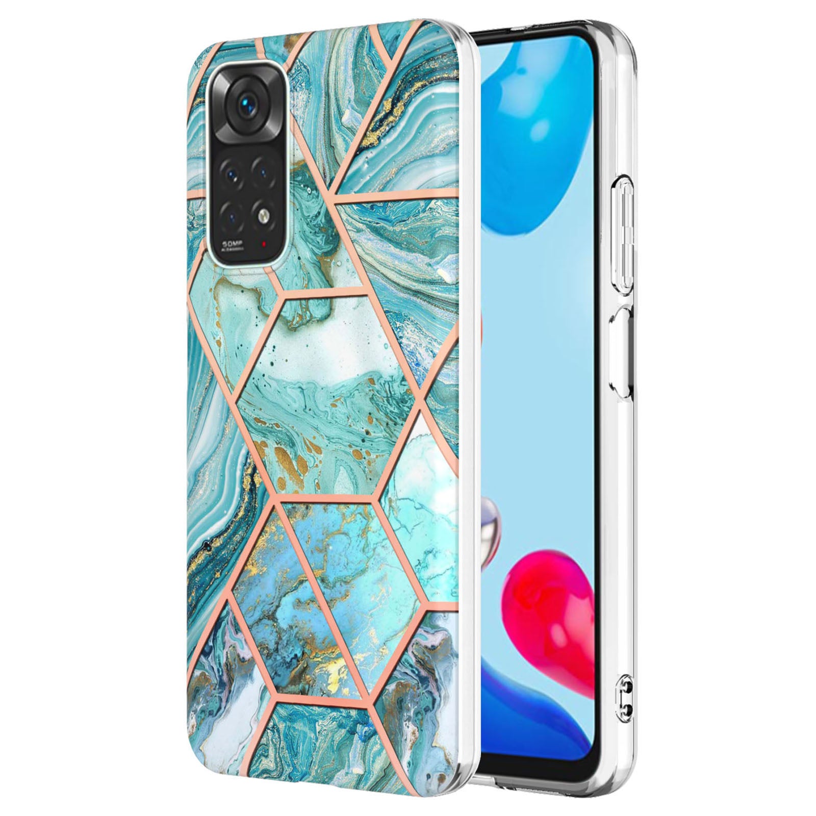 YB IMD Series-3 for Xiaomi Redmi Note 11 4G (Qualcomm) / Redmi Note 11S 4G TPU Marble Style Case Double-Sided Electroplating IMD Protective Cover