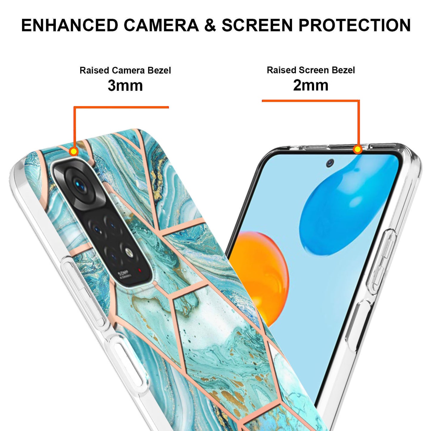 YB IMD Series-3 for Xiaomi Redmi Note 11 4G (Qualcomm) / Redmi Note 11S 4G TPU Marble Style Case Double-Sided Electroplating IMD Protective Cover
