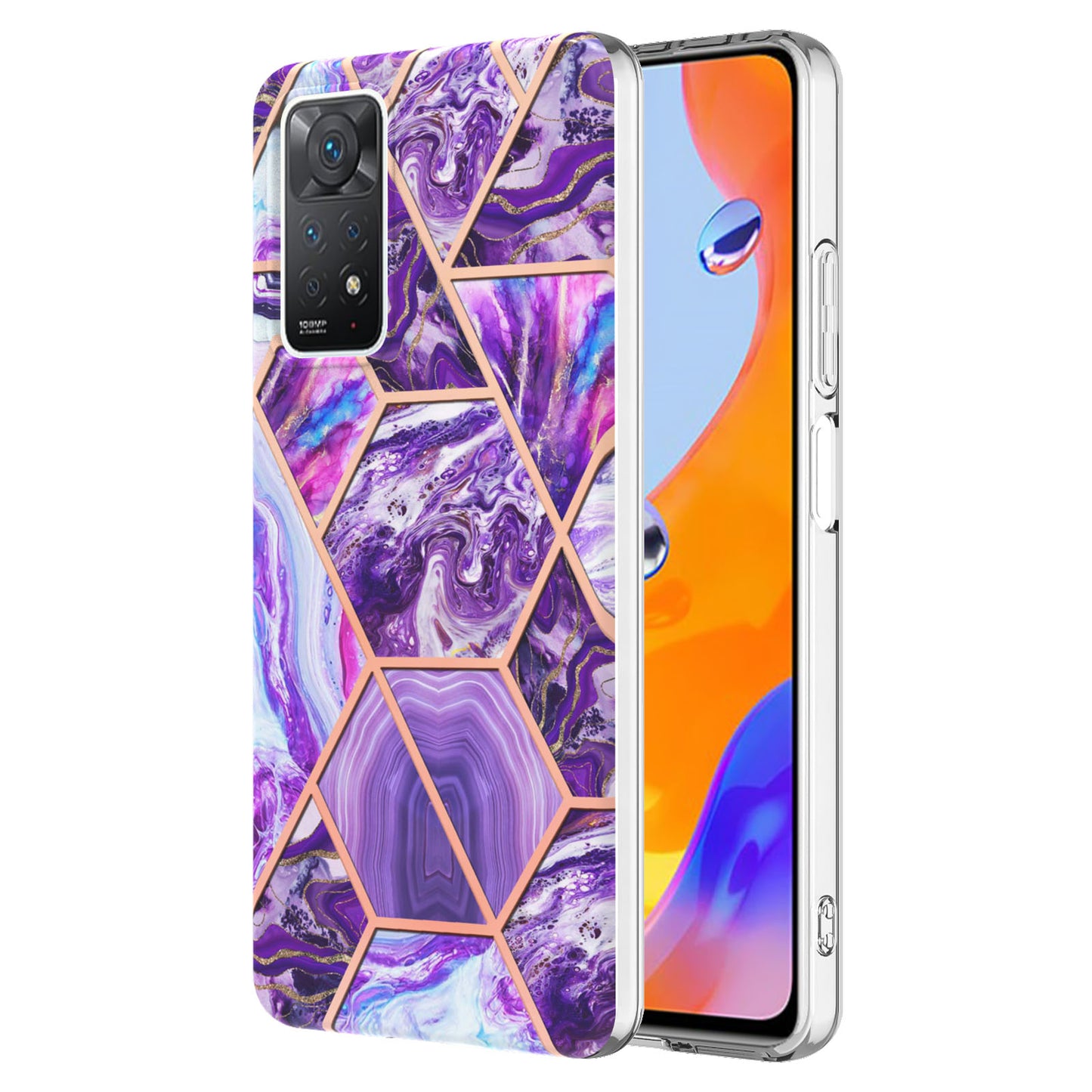 YB IMD Series-3 for Xiaomi Redmi Note 11 Pro 5G (Qualcomm) / Redmi Note 11 Pro 4G (MediaTek) Marble Case IMD Flexible TPU Electroplating Design Protective Cover