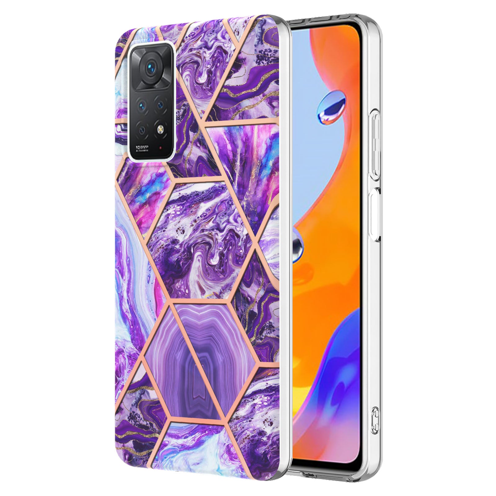 YB IMD Series-3 for Xiaomi Redmi Note 11 Pro 5G (Qualcomm) / Redmi Note 11 Pro 4G (MediaTek) Marble Case IMD Flexible TPU Electroplating Design Protective Cover